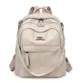 Sac à dos femme élégant rétro en cuir souple avec bretelles réglables, idéal pour un usage quotidien. - Blanc Cassé