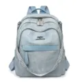 Sac à dos femme en cuir souple élégant et tendance avec bretelles larges bleu clair - Bleu clair