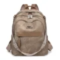 Vintage marron souple cuir femme sac à dos decontracte mode grande capacite ecole - Kaki