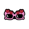 Pink heart sunglasses bag charm PVC DIY accessory for beach hole bags and cute shoe decorations. - 1.5 Buckles / 1107-01