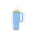 Close-up detail view of blue silicone tumbler shaped charm accessory for bags and cups. - 1107-06