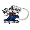 Vista detallada de llavero de canguro de PVC con bandera australiana y frase de viaje. - Forma de Canguro y Bandera(70118-11)