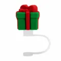 Mignon couvercle de paille en silicone avec cadeau de Noël 3D, bouchon anti-poussière fête. - Boîte cadeau / Adapté aux pailles d'environ 8 mm
