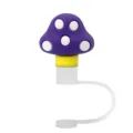3D Silicona Hongo Cubierta de Paja Lindo Topper de Paja Tapa A Prueba de Polvo Accesorios Taza - Champiñón Morado