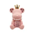 Breloque ours rose pour sabot avec couronne et strass, accessoire DIY de chaussure. - 903-19