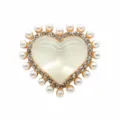 Metal heart shoe charm with pearls and rhinestones, stylish clog decoration accessories. - 906-76