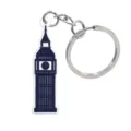 Leuke Londen Big Ben sleutelhanger, blauw-witte PVC hanger met stevige metalen ring voor sleutels. - Blauwe Big Ben