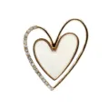 Double heart rhinestone shoe charm metal accessory for clogs detail view, elegant shiny look. - 906-69