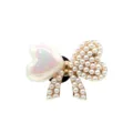 Pearl bow shoe charm for clogs, elegant metal alloy footwear decoration accessories for women. - 906-70