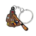 Llavero de PVC con reproductor de didyeridú aborigen australiano y anilla metálica. - Forma de Figura Aborigen(70118-06)