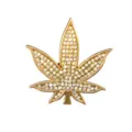 Colgante zapato hoja cannabis estrás metal decoración zueco bricolaje brillante - Hoja / Dorado