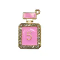 Breloque de chaussure flacon de parfum en métal émail rose et strass pour sabot. - Style Flacon de Parfum Numéro 5