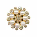 Metal rhinestone shoe charm DIY flower pearl buckle for clogs garden shoes decor - Round Rhinestone Pearl Flower Style(906-10)
