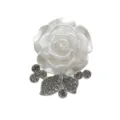 White rose rhinestone shoe charm, sparkling alloy clog decorative buckle for DIY bags shoes. - White Rose And Rhinestone Leaves Style