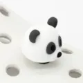 Close-up detail of 3D panda shoe charm, cute cartoon animal jibbitz decoration for clogs. - 308-42 Panda