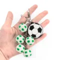 3D green white soccer football keychain with metal clasp keyring backpack bag charm pendant - Green White Soccer Style