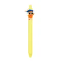 Bolígrafo retráctil amarillo con lindo colgante de lápiz de dibujos animados escolar - Forma de lápiz