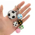 Multi-color 3D soccer football keychain with metal lobster clasp, stylish bag pendant. - Multicolor Soccer Style