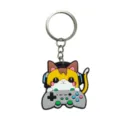 Llavero de goma suave con diseño de gato y mando de juego para llaves de coche y mochila escolar. - 258-14 Llaveros