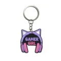 Lindo llavero de auriculares gamer rosa morado colgante de bolso de goma suave - 258-15 Llaveros