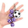 3D football keychain with purple and black white balls, cute sports key ring pendant gift. - Purple White Soccer Style