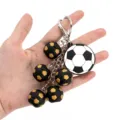 3D Soccer Ball Keychain Metal Ring Bag Pendant Sports Souvenir Fan Gift Idea - Black Gold Soccer Style