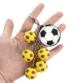 3D Soccer Keychain Multi-Pendant Cute Sports Key Ring Backpack Pendant Ornament - Yellow Purple Soccer Style