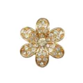 Gold Metal Rhinestone 6-Petal Flower Shoe Charm DIY Accessory Croc Pin Shoe Decoration - Six-Petal Gold Flower