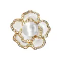 Metal camellia shoe charm with white enamel rhinestone and pearl for garden clogs DIY - Camellia Pearl Necklace