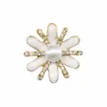 Metal Clog Shoe Charm White Flower Rhinestone Pearl DIY Shoe Decoration Accessory - Painted Petal Pearl Rhinestone Style(904-19)