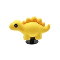 Yellow 3D dinosaur clog charm for shoes, cute PVC cartoon shoe buckle accessories. - Yellow