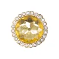 Breloque ronde DIY pour sac et chaussure avec cristal central jaune et bordure de strass. - Gemme 11907-19