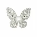 Shiny butterfly shoe charm with sparkling rhinestones and pearl centerpiece for DIY accessories. - Pearl Rhinestone Butterfly Style(905-100)