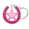 Roze hoefijzer ster sleutelhanger schattige esthetische tas charm metalen ring - Roze Witte Hoefijzer Ster