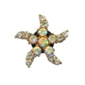 Primer plano del dije de estrella de mar brillante para zapatos con pedrería, base metálica. - Estilo de Estrella de Mar Exquisita con Diamantes de Imitación (904-07)