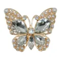 Metal rhinestone butterfly shoe charm for clogs DIY accessories bling pearl shoe decoration. - 906-110
