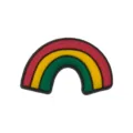Close-up detail of a colorful rainbow clog charm, vibrant PVC shoe decoration for DIY footwear styles. - Fits 4-10mm Straws / 107-01 (Rainbow Arch)