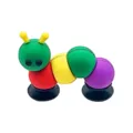 Colorful suction cup caterpillar toy detail shot, multi-color sensory fidget toy close-up - 308-12 Caterpillar