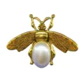 Pendentif de chaussure abeille dorée vintage avec perle blanche boucle décorative - Abeille en Perle Artificielle