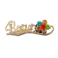 Colgante de zapato de diamantes de imitación de metal accesorio DIY con cristales coloridos. - Estilo de Palabra de Arte Inglés con Diamantes de Imitación (904-15)