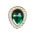Pendentif de sabot en strass goutte vert métal doré accessoire de chaussures de jardin DIY - 907-37