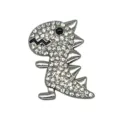 Pendentif de chaussure en strass dinosaure argenté accessoire métal pour sabots DIY - Petit Dinosaure