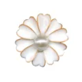 White flower shoe charm with golden edge and pearl center for DIY clogs bags decoration - Gold Rim White Flower Pearl Core Style(904-18)