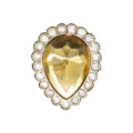 Breloque de chaussure en strass métal en forme de poire, base dorée avec cristal jaune et strass - 907-39
