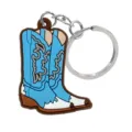 Lindo llavero de bota de vaquero, colgante de bolso de PVC azul y blanco para llaves. - Bota de Vaquero Azul y Blanca