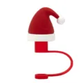 Chapeau de Pere Noel en Silicone pour Paille Topper Bouchon Anti-Poussiere de Fete - Noël chapeau / Adapté aux pailles d'environ 8 mm