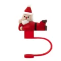 Joli couvercle de paille en silicone Père Noël 3D Bouchon de paille de Noël étanche - Père Noël Classique / Adapté aux pailles d'environ 8 mm