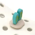 Cartoon été 3D plage tongs breloque chaussure PVC chaussure de jardin boucle décoration - Pantoufles Bleues et Jaunes