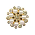 Metal pearl rhinestone shoe charm clog decoration gold flower accessory stylish variant - 906-10