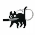 PVC zacht rubber zwarte kat mes sleutelhanger tas hanger schattige dierlijke accessoire - Zwarte Kat met Mes